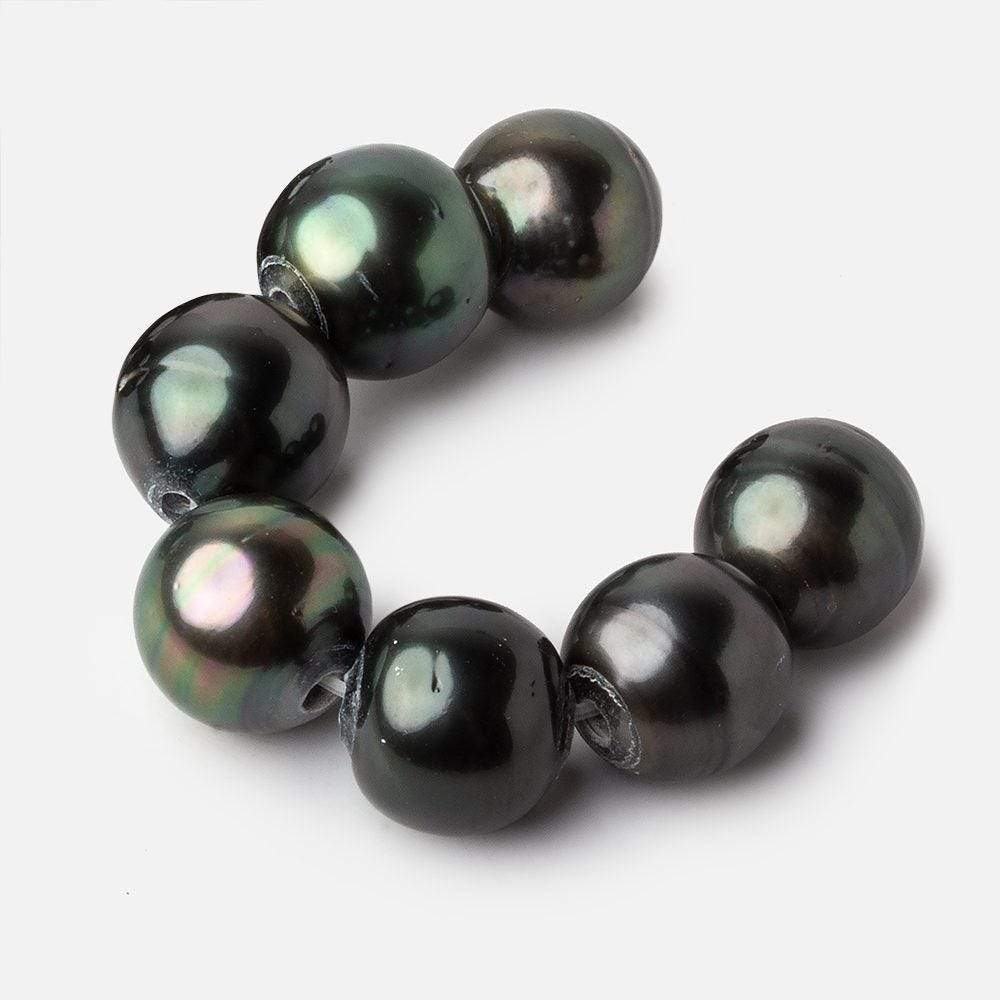  14-14.5mm Peacock Tahitian Large Hole Saltwater Pearls 4 inch 7 pieces A 