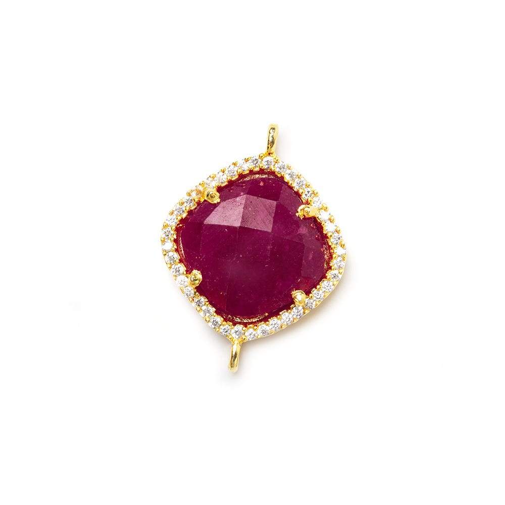  14.5mm Vermeil Bezel White CZ & Red Aventurine Cushion Pendant 1 piece 