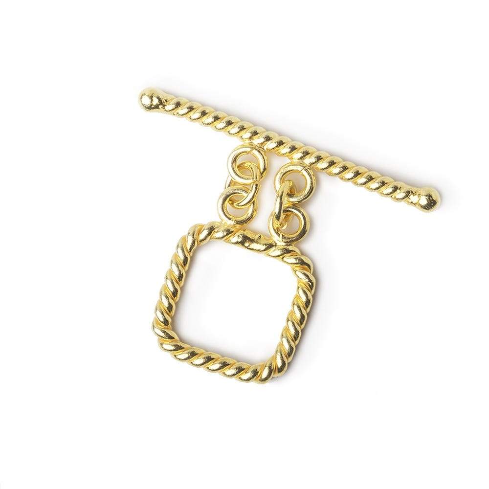  14mm Vermeil Double Strand Toggle Twisted Rope Square 1 Finding 