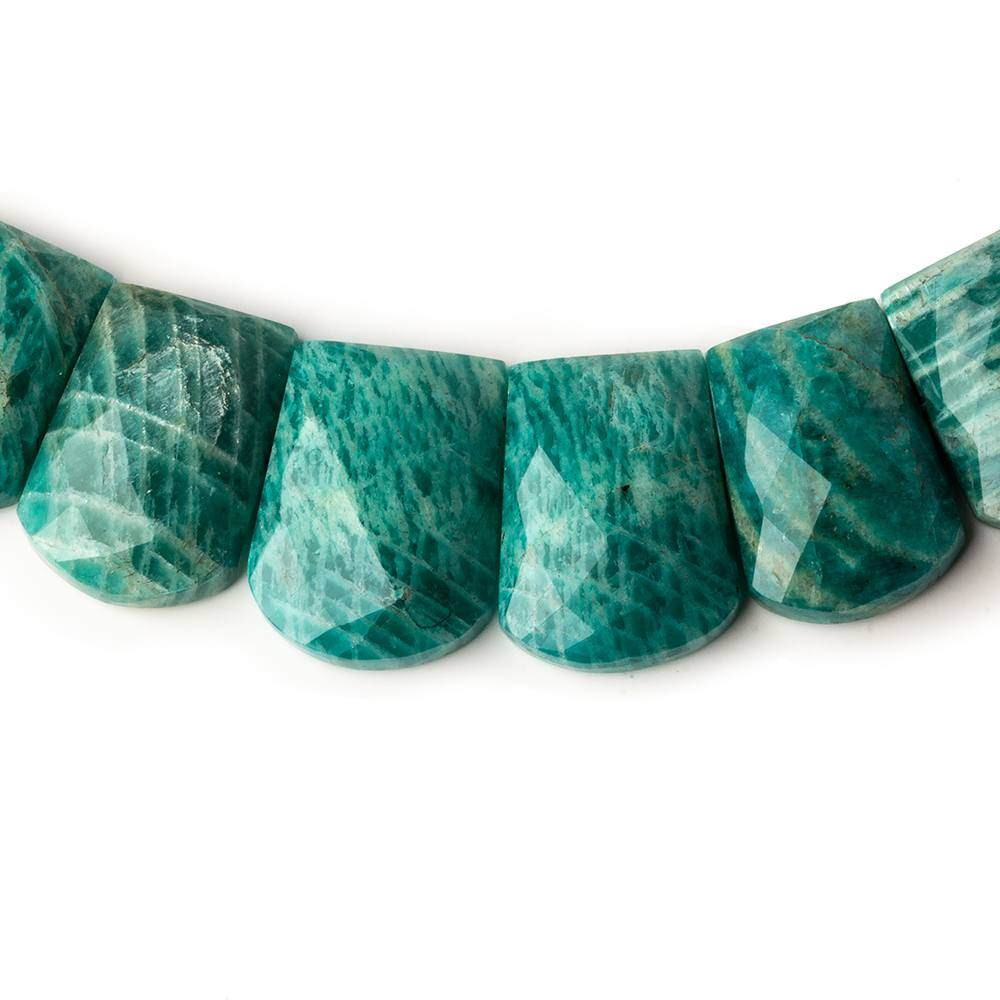 14x10-20x15mm Russian Amazonite double drilled faceted fancy shape collar 35 beads 
