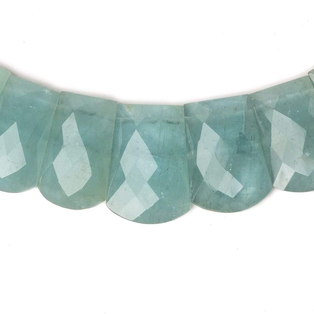  14x10-21x15mm Aquamarine double drilled faceted fancy shape collar 35 beads 
