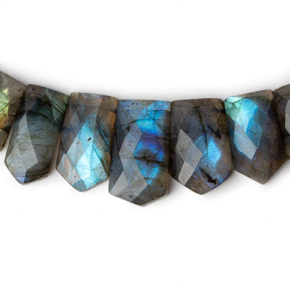  14x10-22x12mm Labradorite double drilled faceted fancy shape collar 37 beads 