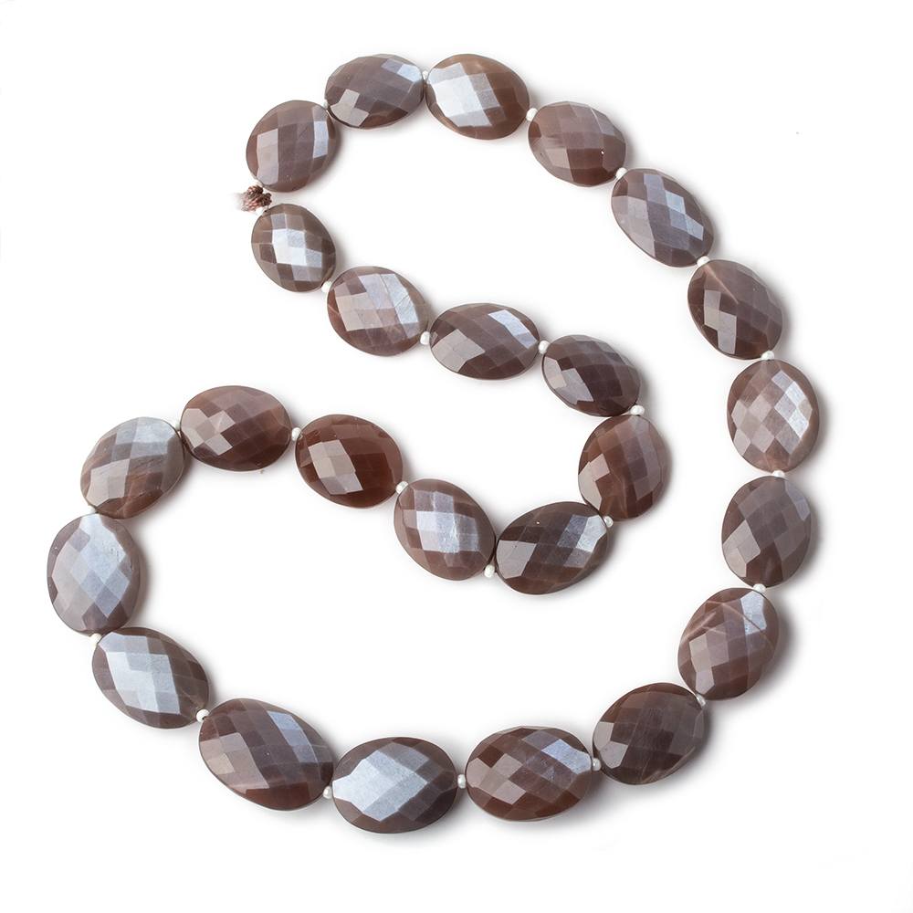  14x11-20x14mm Chocolate Brown Moonstone faceted ovals 16 inch 25 beads AA grade 
