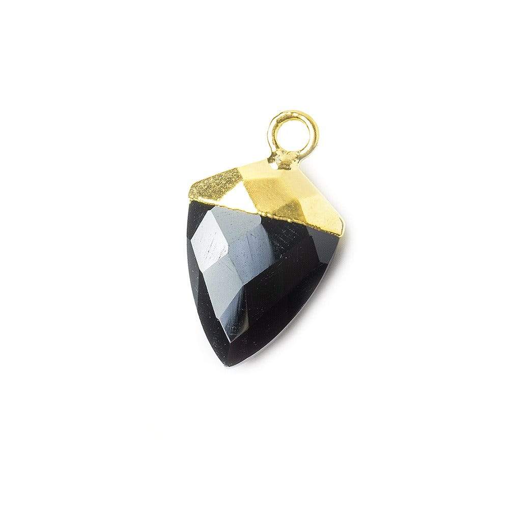  14x11mm Gold Leafed Black Chalcedony faceted Shield Pendant 1 piece 