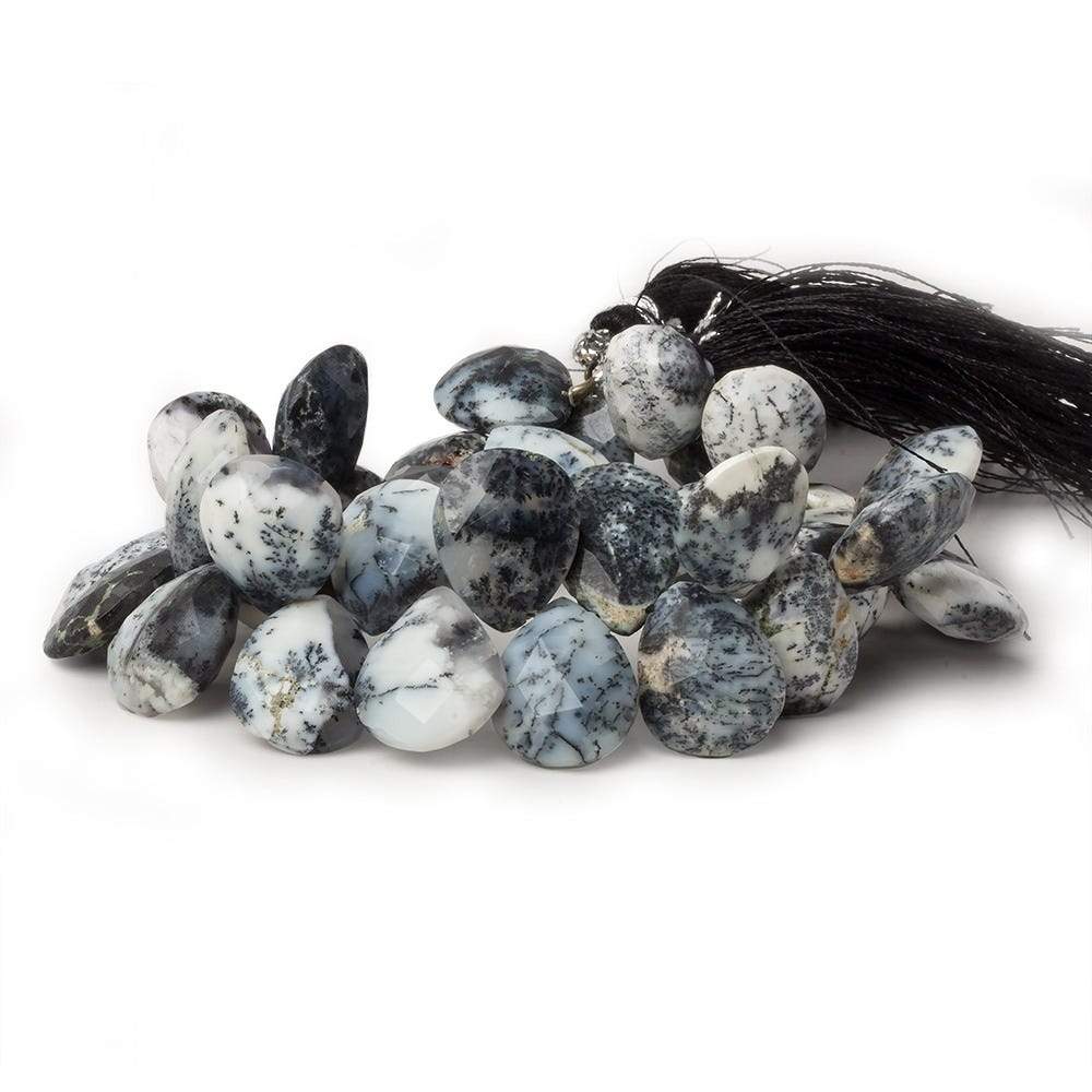  14x12-18x11mm Dendritic Opal Faceted Pear Briolette 7 inch 36 beads AA 