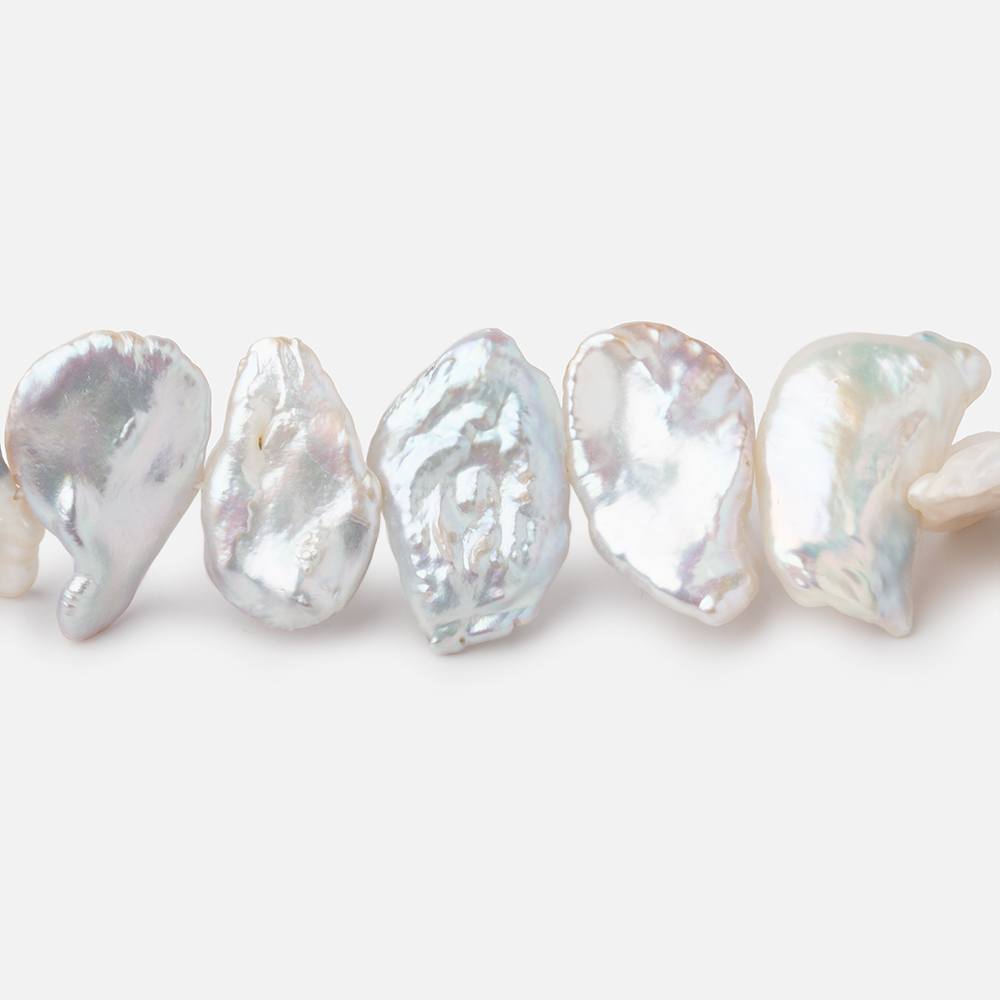  14x12-21x11mm Off White Side Drilled Keshi Freshwater Pearls 16 inch 36 pieces 