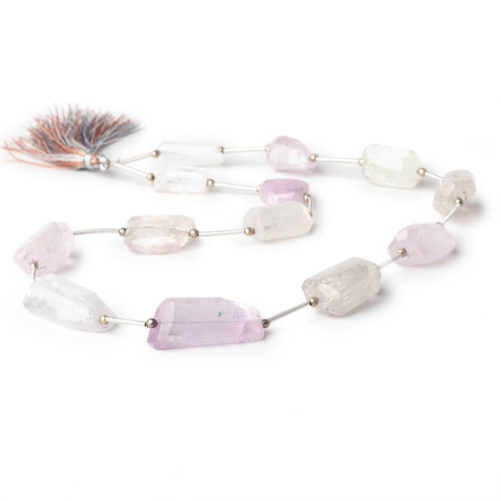  14x12-25x12mm Kunzite & Hiddenite faceted nuggets 16 inch 13 beads 