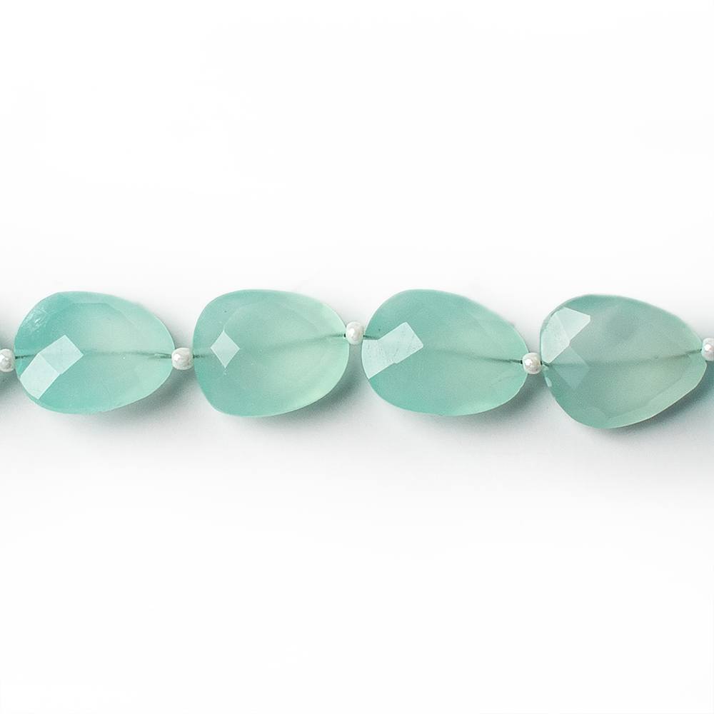  14x12mm Sea Blue Chalcedony straight drilled faceted nugget beads 8 inch 14 pieces A 