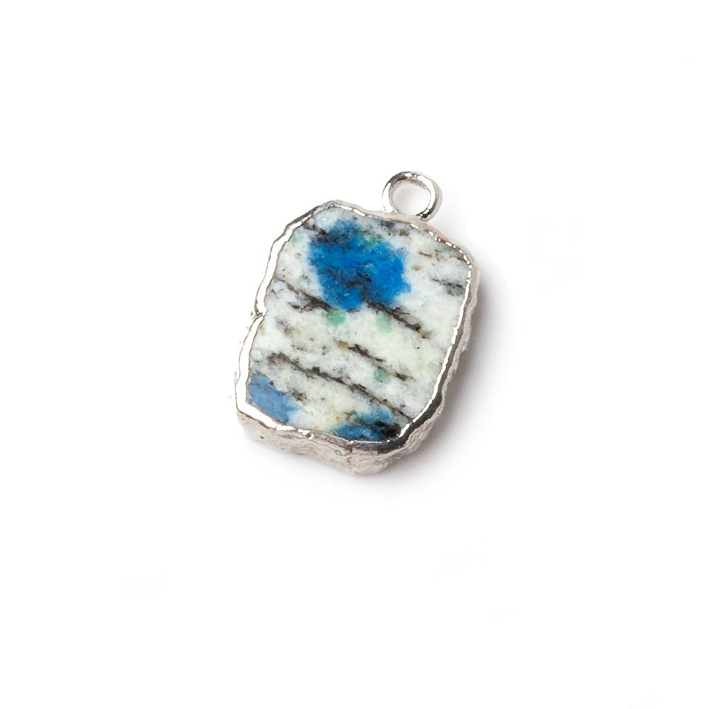  14x12mm Silver leafed K2 Azurite Granite "K2 Jasper" Slice Pendant 1 piece 