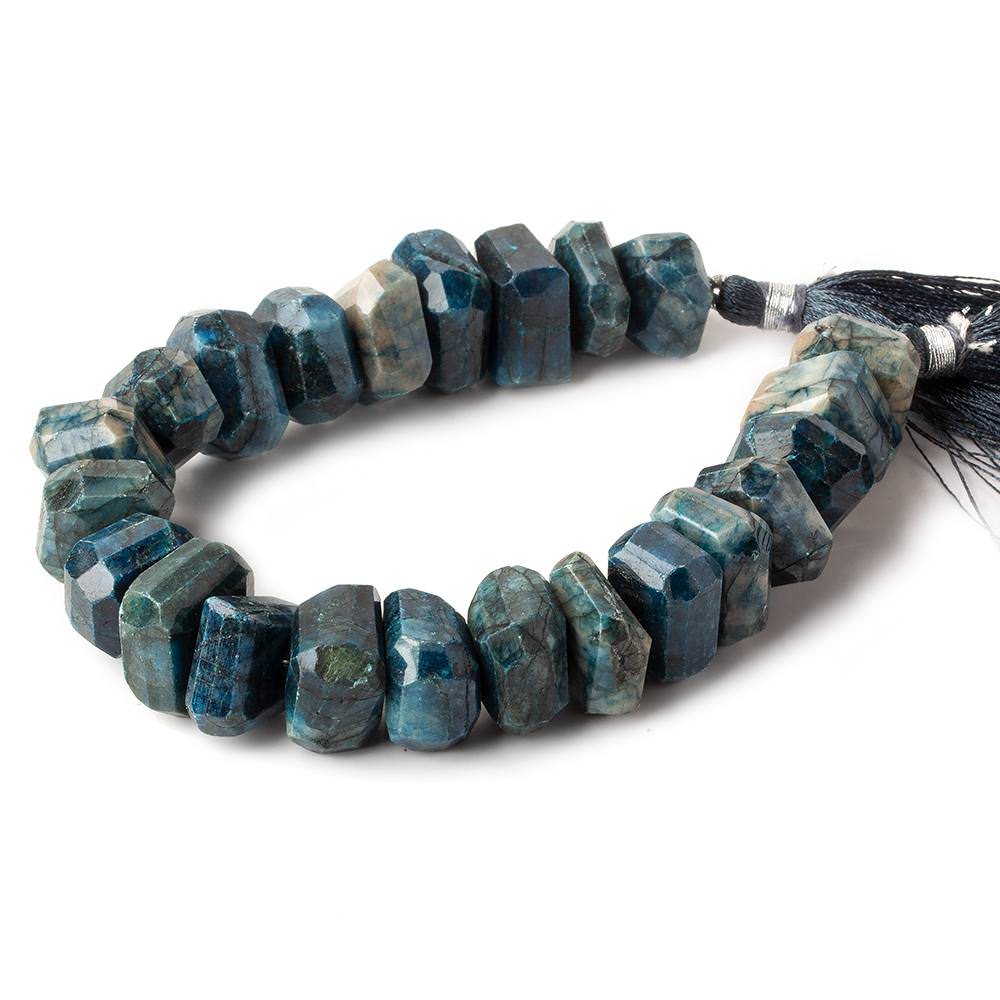  14x13-15x14mm Azurite center drilled faceted chunky nugget beads 7.5 inch 26 pieces A 