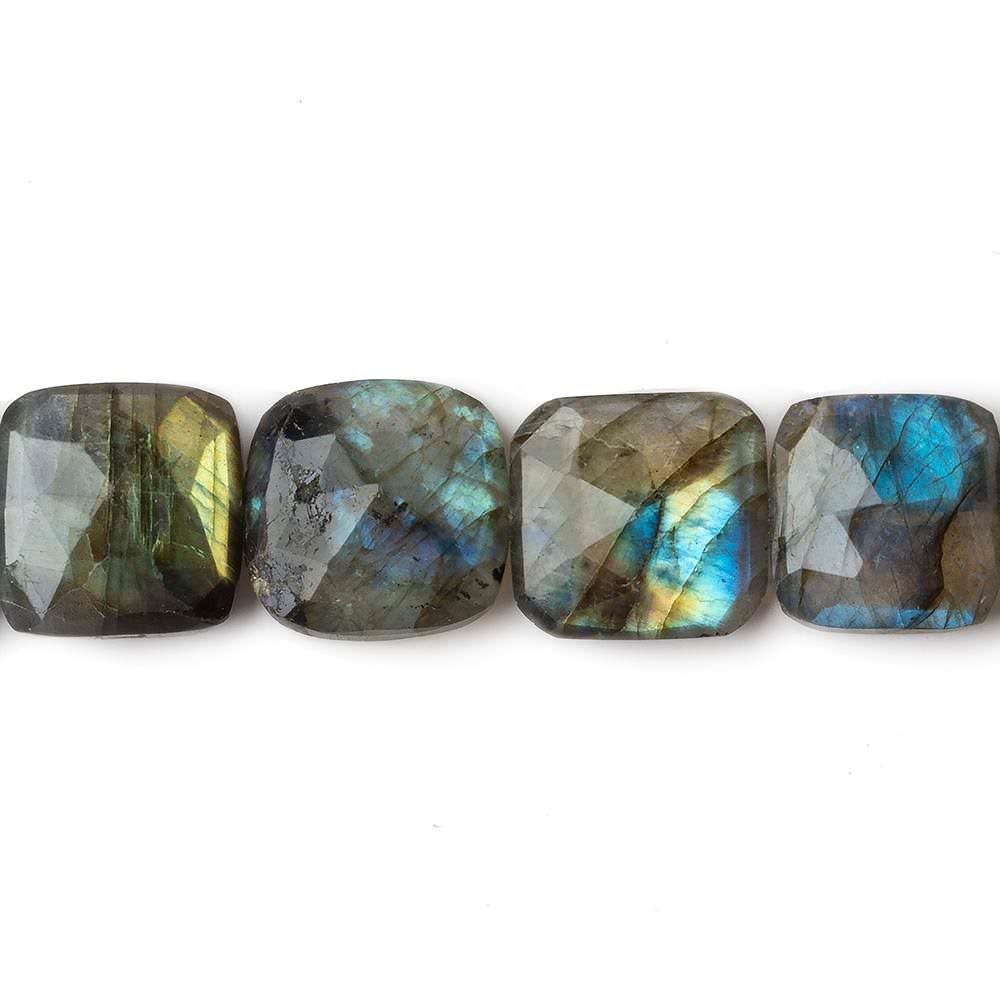  13x13-14x14mm Labradorite faceted square cushion beads 8 inch 14 pieces 