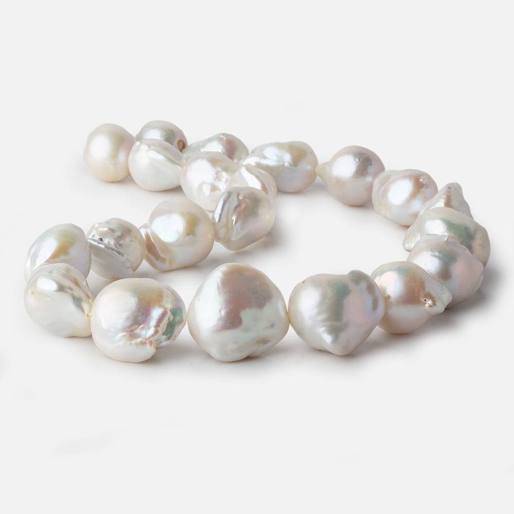  14x14-16x20mm White Ultra Baroque Freshwater Pearl 16 inch 21 pieces A 