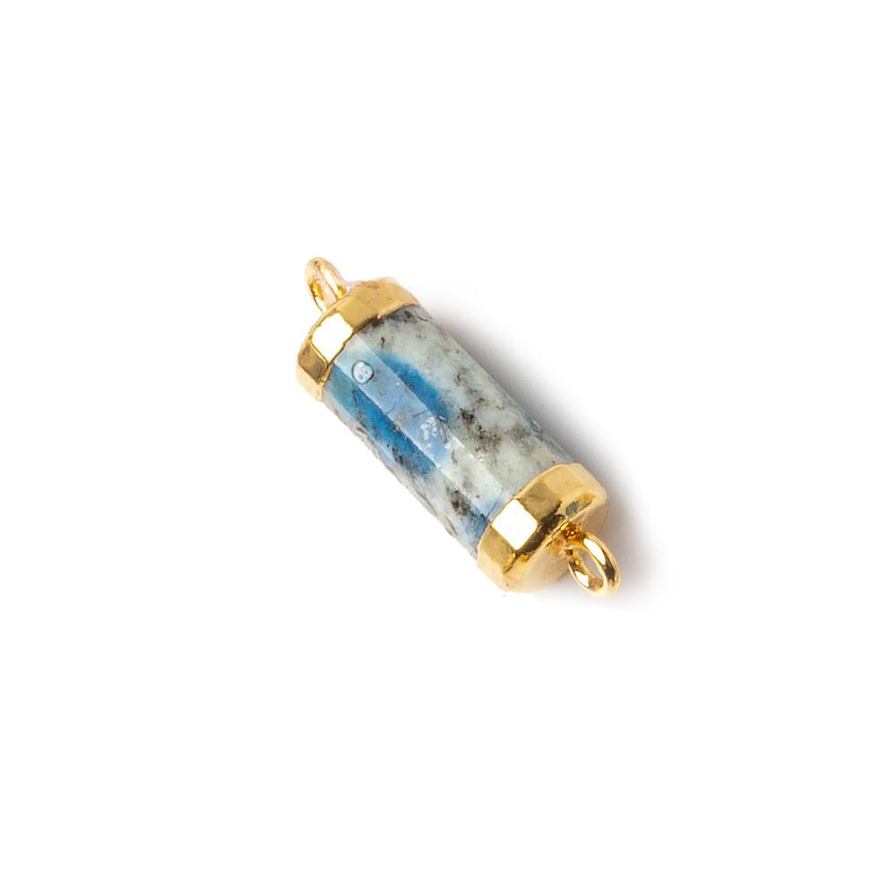  14x5mm Gold leafed K2 Azurite Granite "K2 Jasper" Barrel Tube Connector 1 piece 
