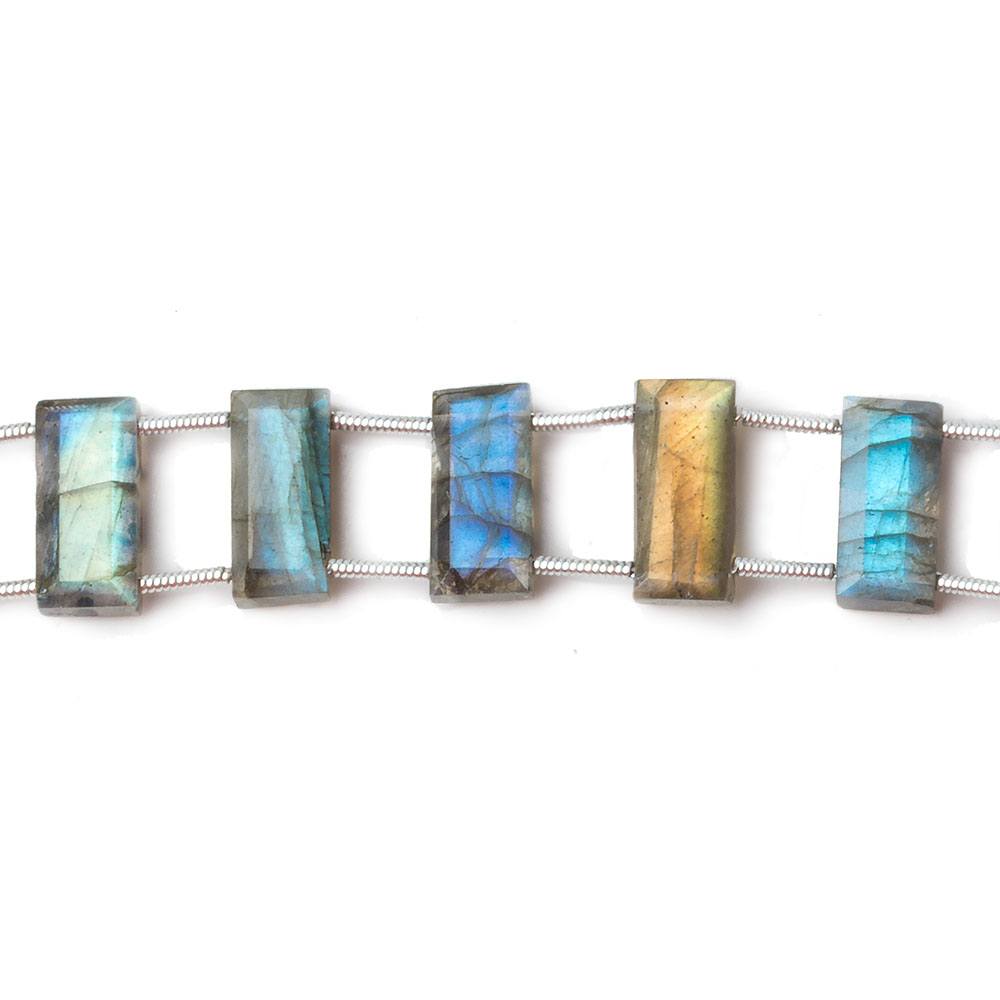  14x6mm Labradorite bevel faceted double drilled Rectangle beads 7 inch 16 pieces AA 