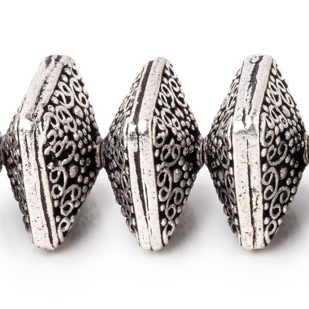  14x9mm Antiqued Sterling Silver Plated Copper Persian Design Square 8 inch 22 Beads 