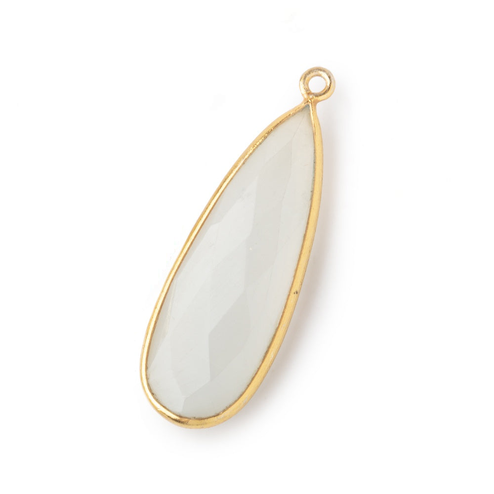  32x12mm Vermeil Bezeled White Moonstone Pear Pendant 1 piece 