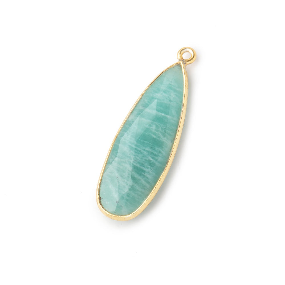  32x12mm Vermeil Bezeled Amazonite Pear Pendant 1 piece 