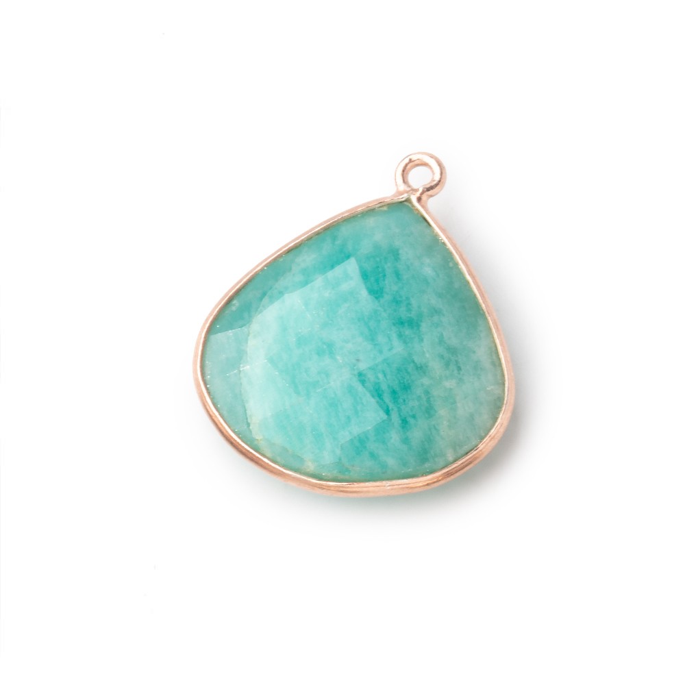  22x22mm Rose Gold Bezeled Amazonite Heart Pendant 1 piece 