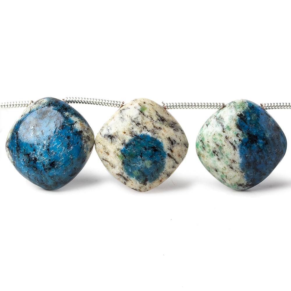  15mm K2 Azurite Granite "K2 Jasper" plain pillow beads 8 inch 12 pieces 