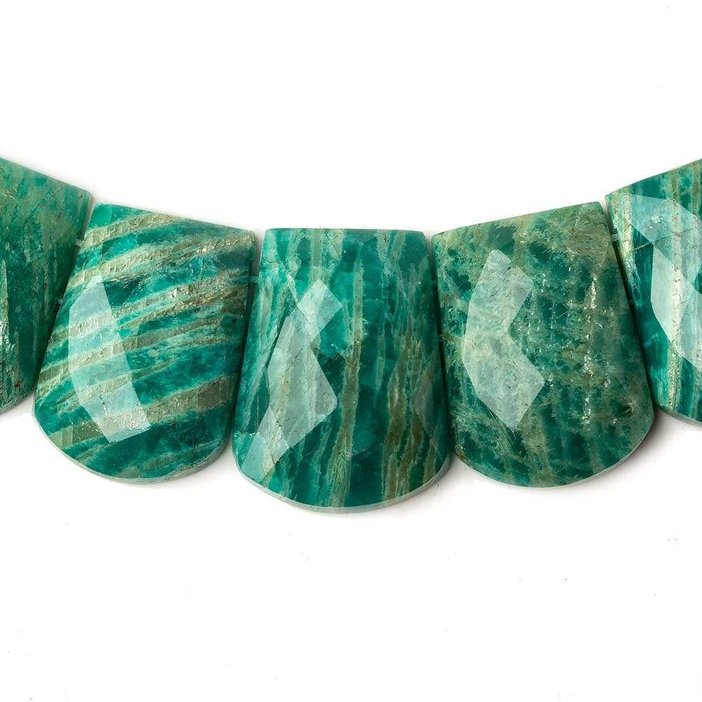  15x10-20x15mm Russian Amazonite double drilled faceted fancy shape collar 35 beads 