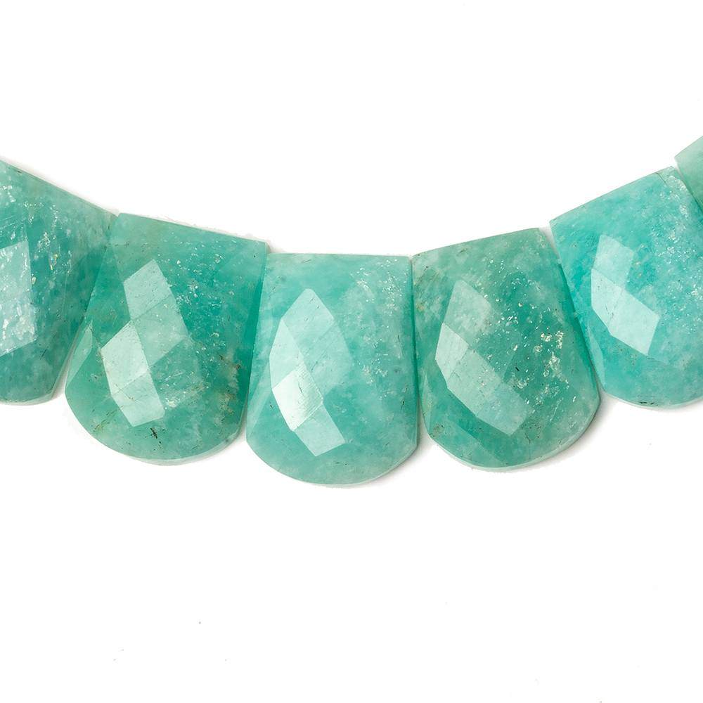  15x10-21x15mm Amazonite double drilled faceted fancy shape collar 35 beads 
