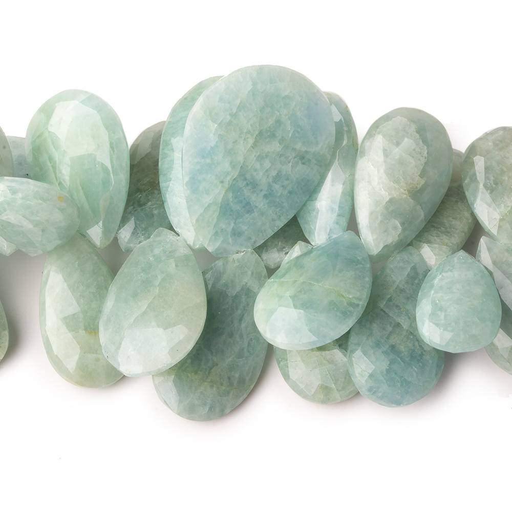  15x10-26x18mm Milky Aquamarine Faceted Pear Beads 5.5 inch 34 pieces 