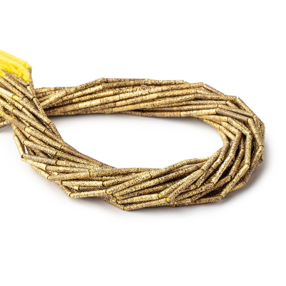  1.5x11mm Textured Brass Tube Bead 8 inch 17 beads 