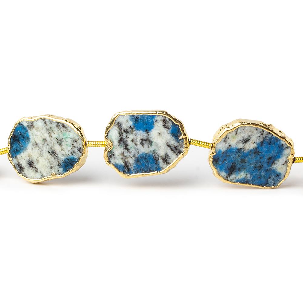  15x12-17x13mm Gold leafed K2 Azurite Granite "K2 Jasper" Slice Strand 8 inch 10 beads 