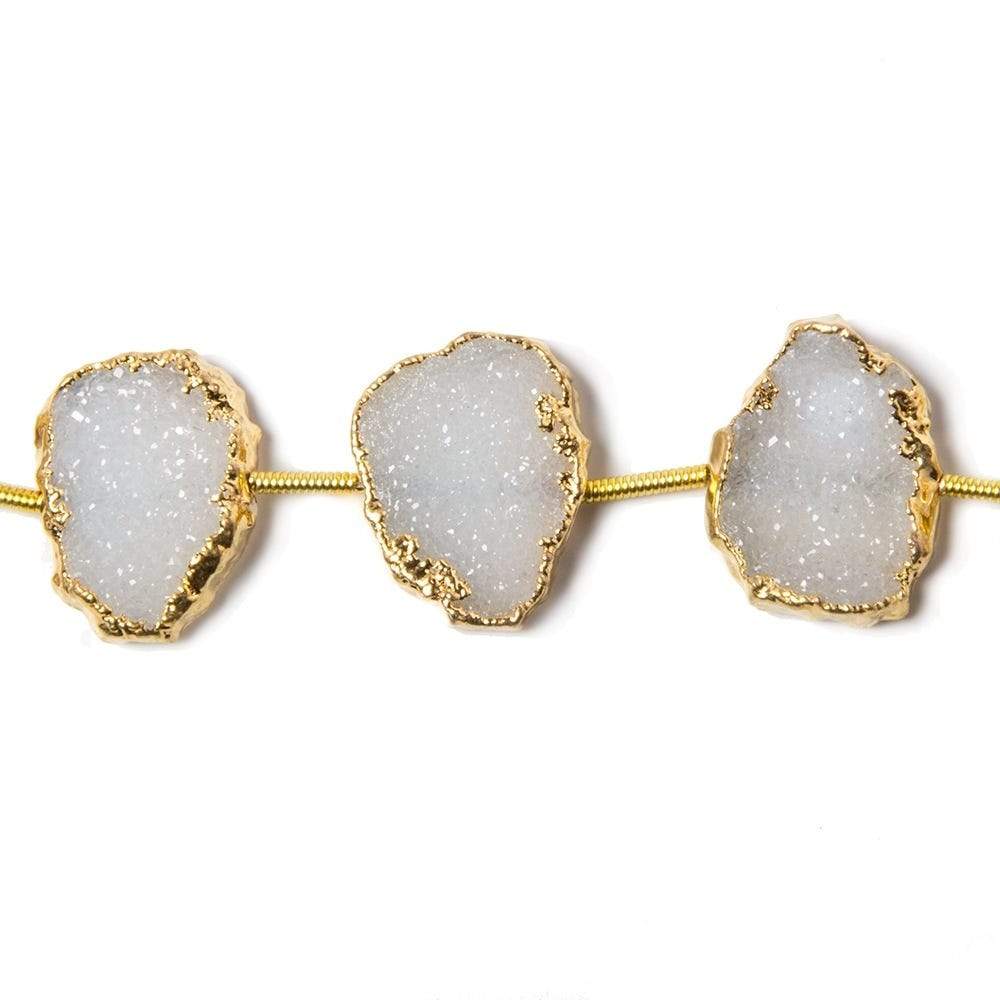  15x12mm-16x13mm Gold Leafed Creamy White Drusy Strand 7 inch 10 pieces 