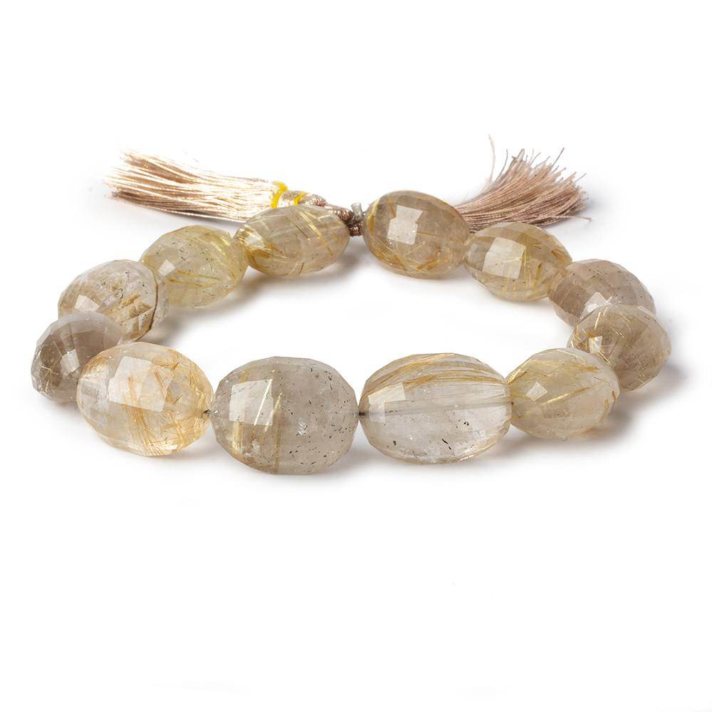  15x12x10-18x13x10mm Rutilated Quartz faceted oval beads 15.5 inch 16 pieces AA 