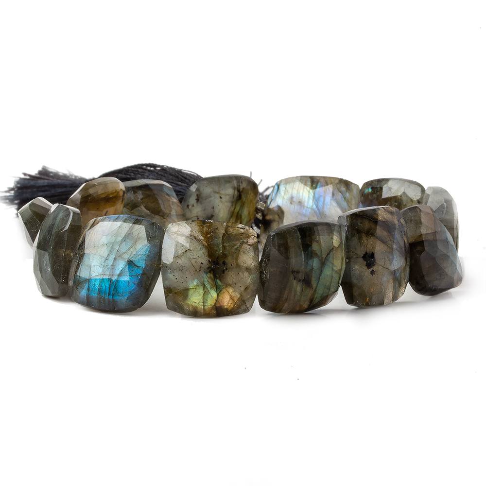  15x15-16x16mm Labradorite faceted square cushion beads 8 inch 13 pieces 
