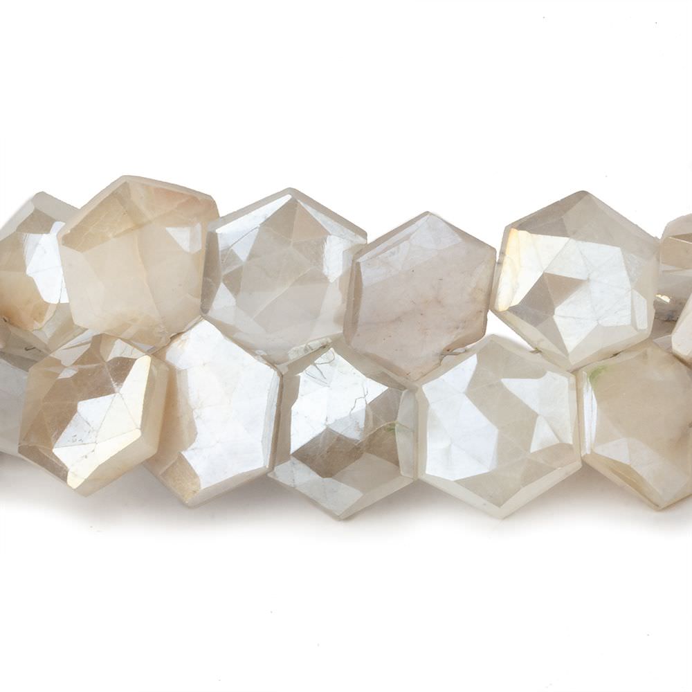  15x15-17x17mm Mystic Multi Color Moonstone Faceted Hexagonals 8 inch 32 beads 