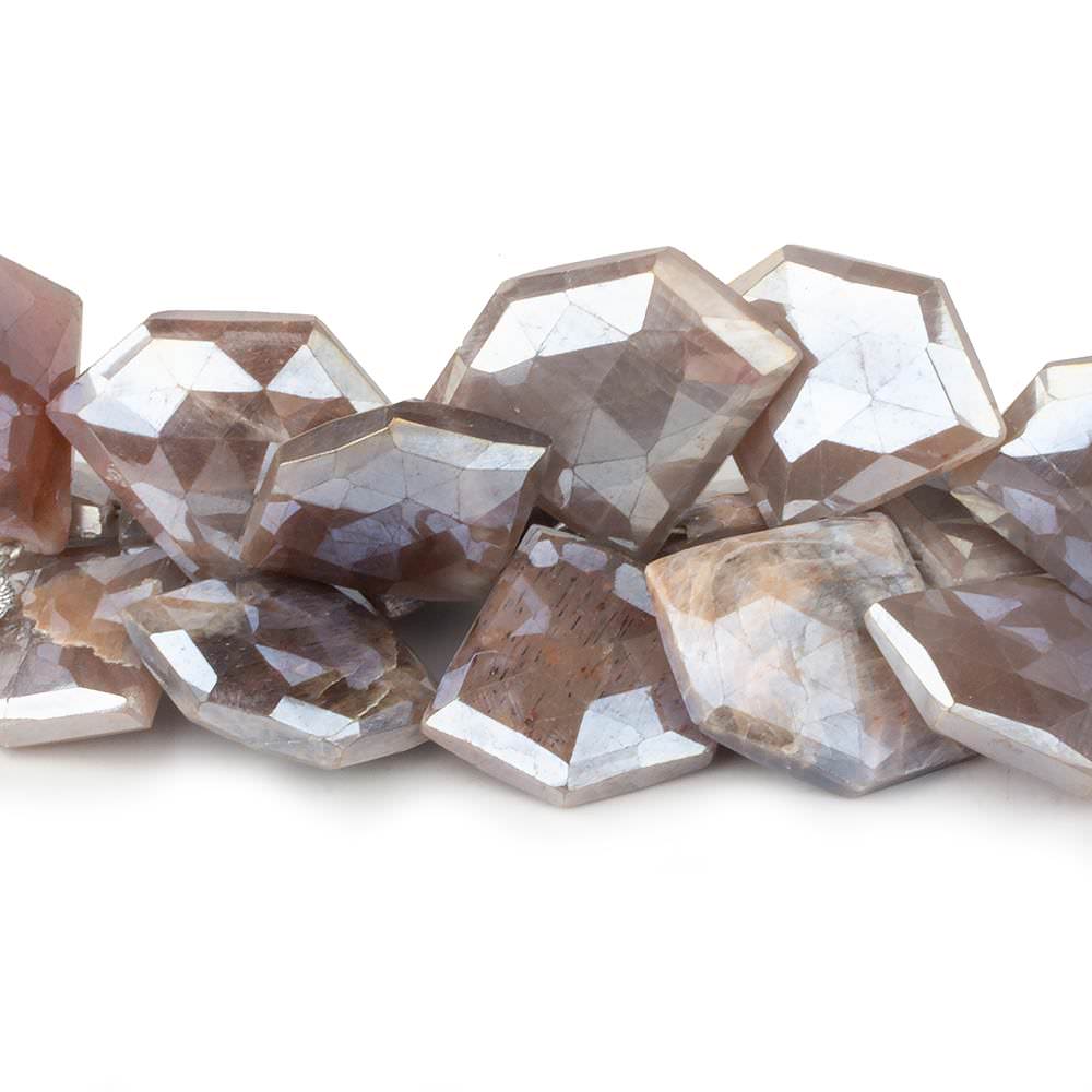  15x19-19x24mm Mystic Chocolate Moonstone Faceted Pentagonals 8 inch 29 beads 