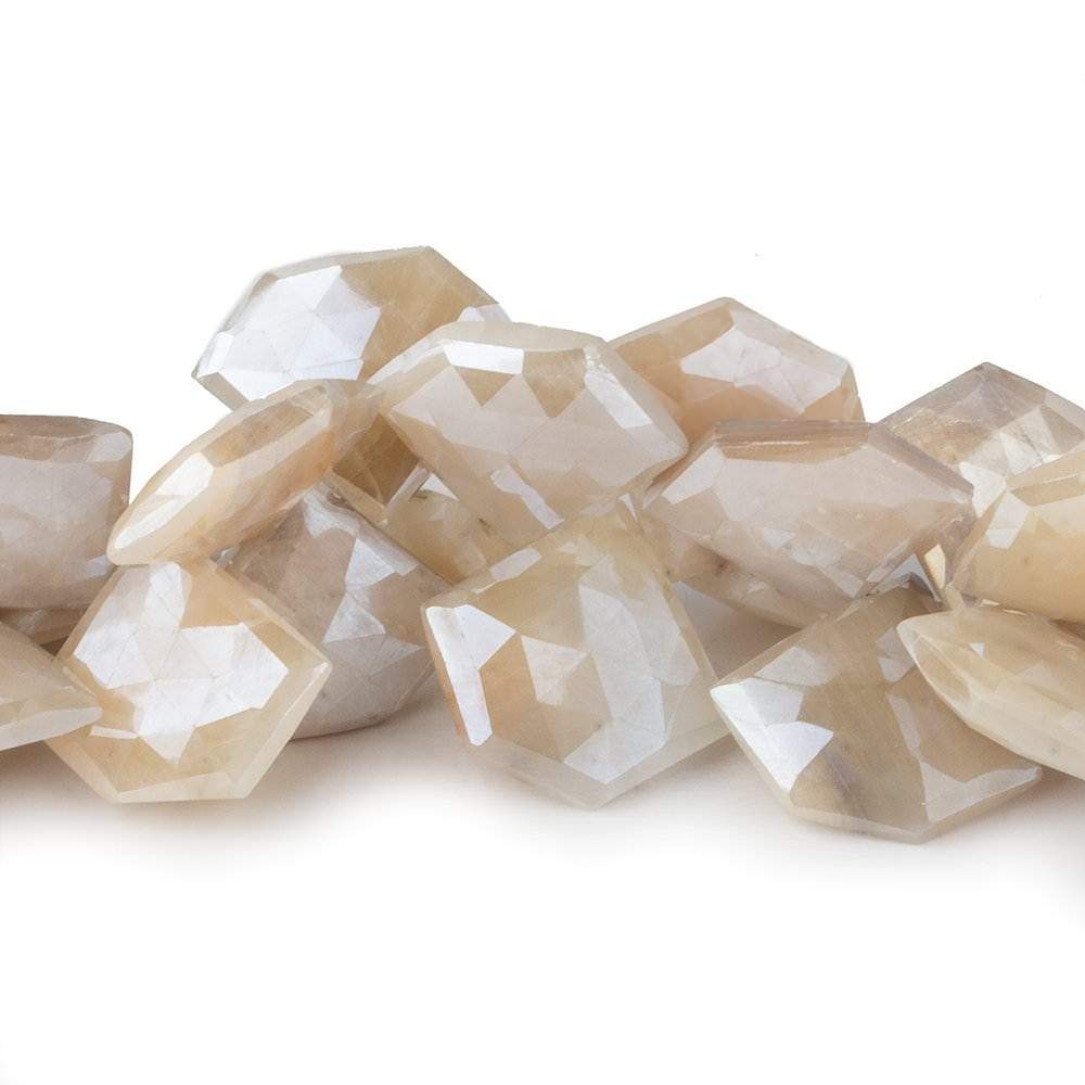  15x19-19x23mm Mystic Off White Moonstone Faceted Pentagonals 8 inch 32 beads 