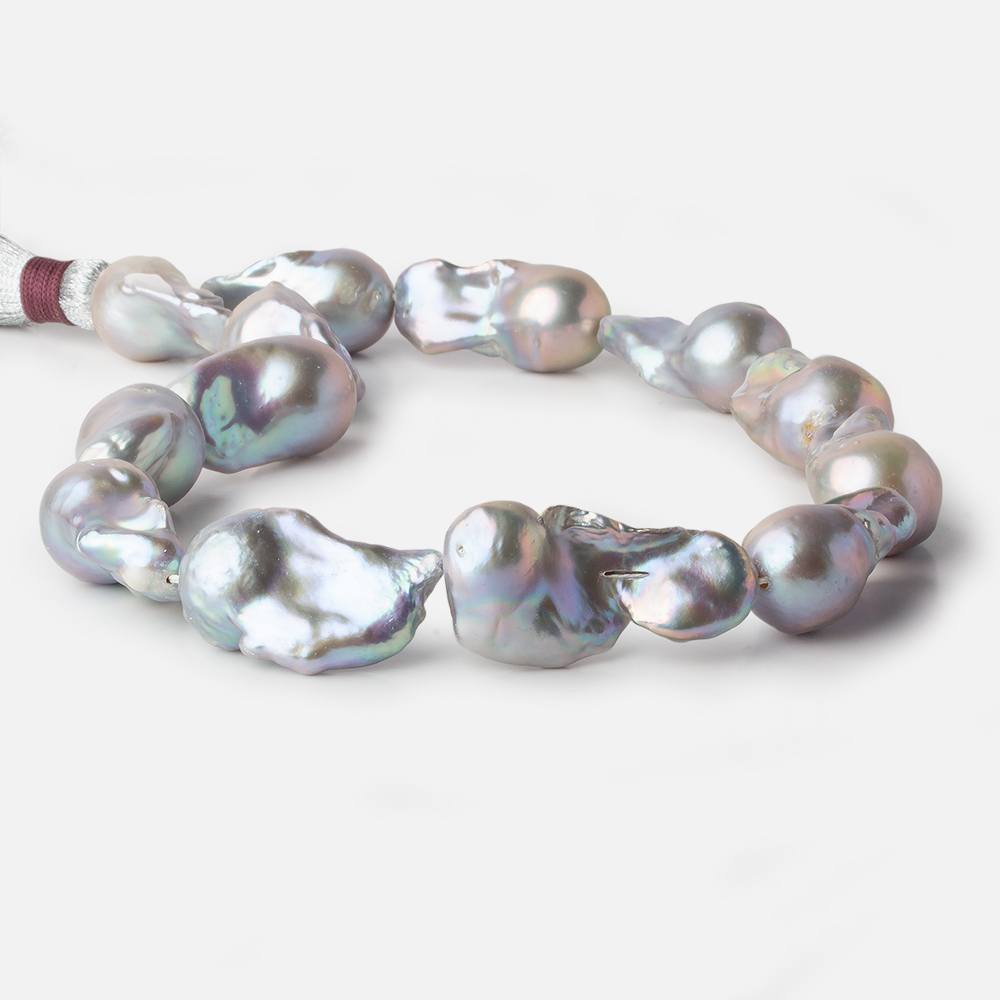  15x27-19x36mm Silver Rose' Ultra Baroque Freshwater Pearl 16 inch 13 pieces A 