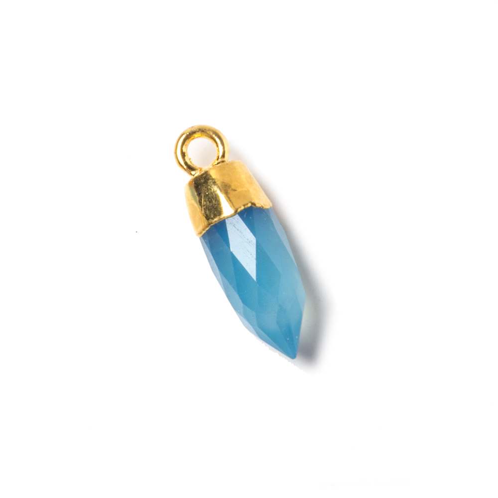  15x5mm Gold Leafed Blue Chalcedony Spike Pendants 1 piece 