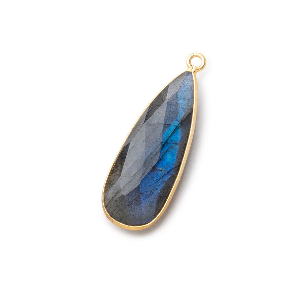  31x12mm Vermeil Bezel Labradorite faceted Pear Pendant 1 piece 