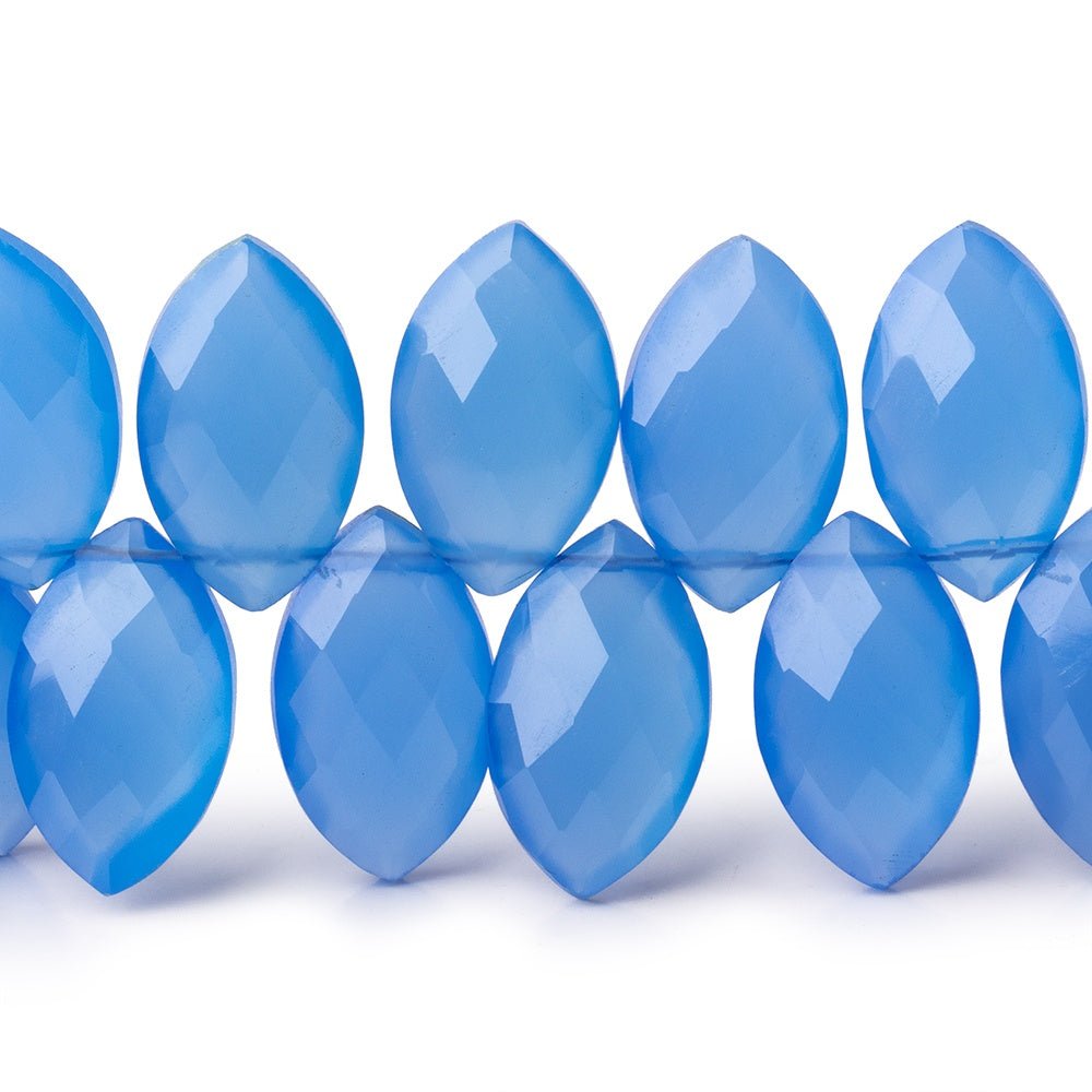  16x10mm Santorini Blue Chalcedony Faceted Marquise Beads 8 inch 40 pieces 