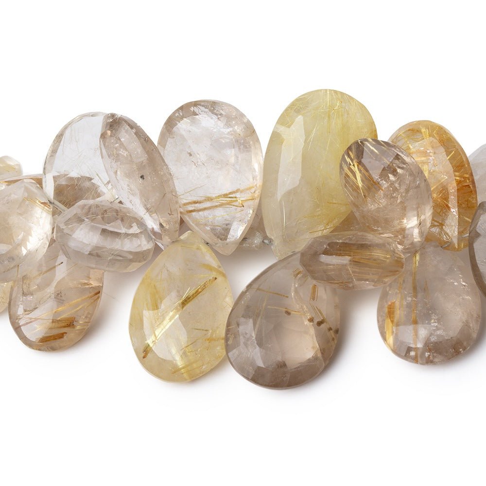  16x11-25x15mm Rutilated Quartz Faceted Pear Beads 7 inch 40 pieces AA 