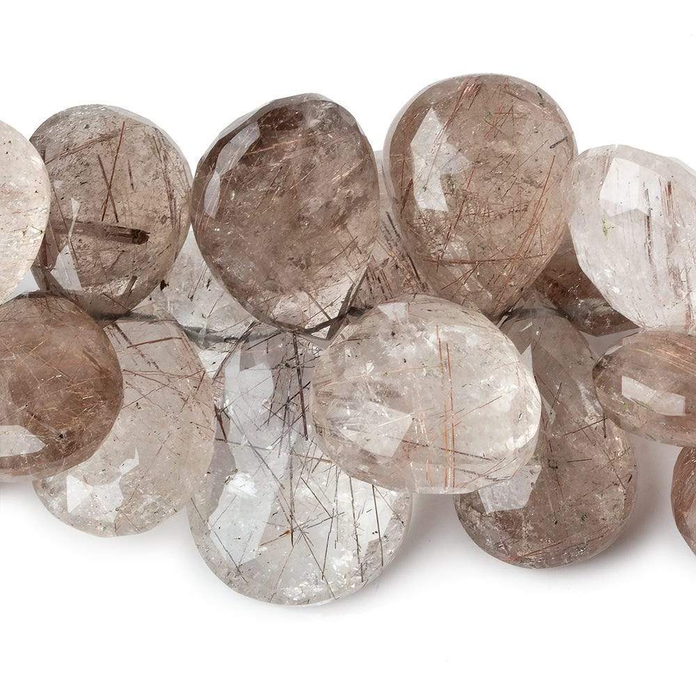  16x13-27x19mm Copper Rutilated Quartz faceted pear briolettes 8 inch 44 pieces AAA 