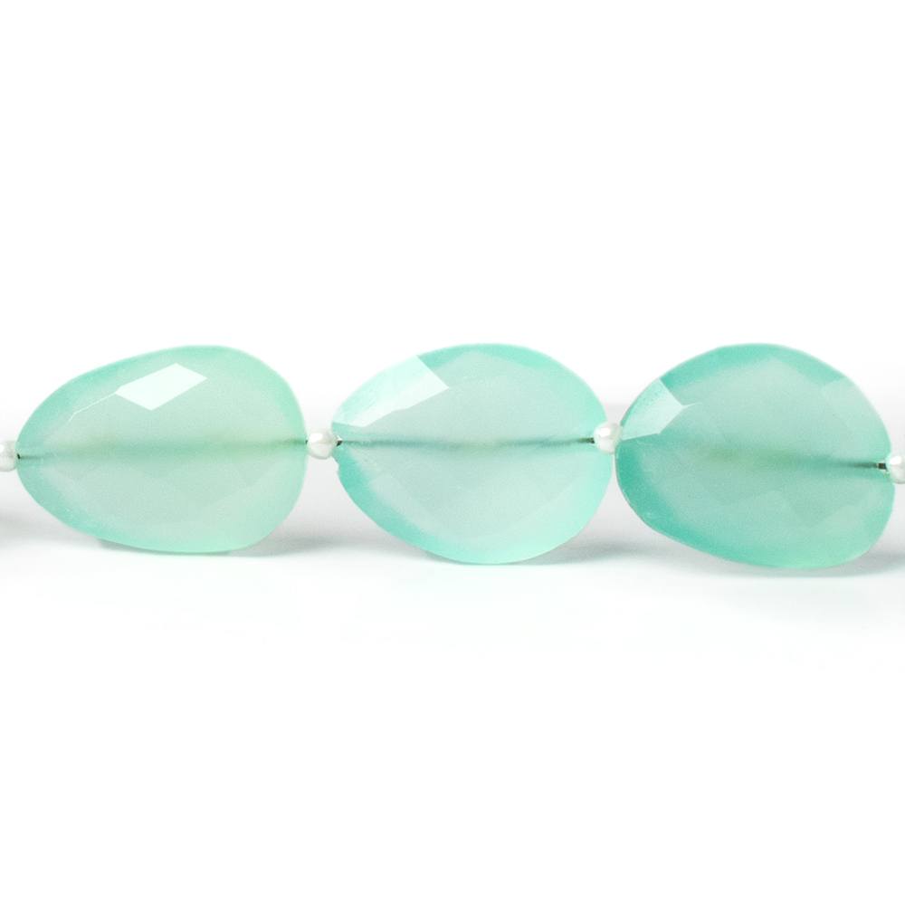  16x13mm Sea Blue Chalcedony straight drilled faceted nugget beads 8 inch 11 pieces A 