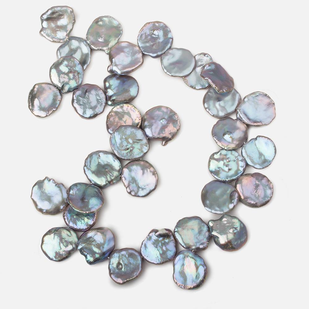  16x17-19x20mm Silver Peacock Top Drilled Ultra Keshi Pearls 16 inch 36 pieces AA 