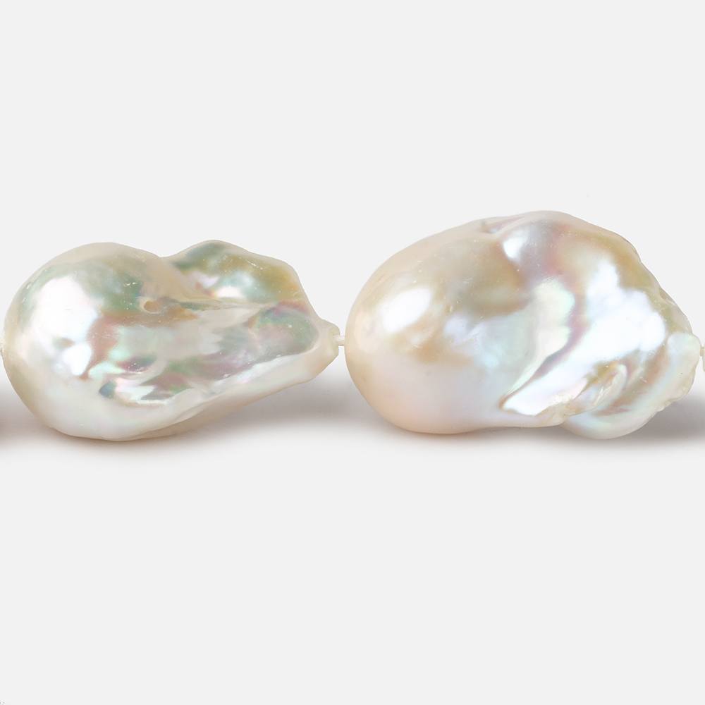  16x28-17x34mm Cream White Ultra Baroque Freshwater Pearls 16 inch 14 pieces AAA grade 