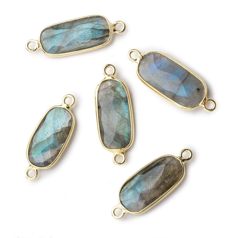  14-16mm Vermeil Bezeled Labradorite elongated oval Connector 1 focal bead 