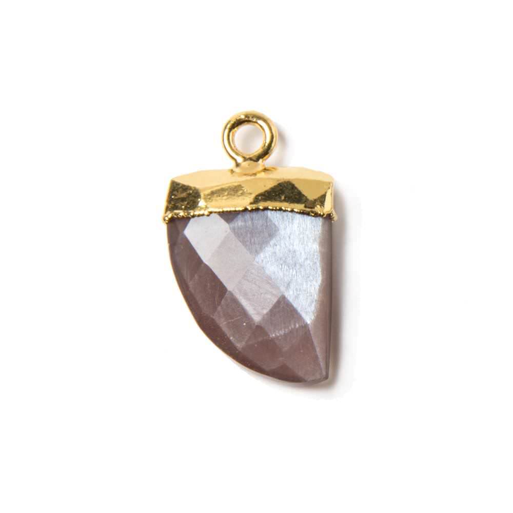  17x10mm Gold Leafed Chocolate Brown Moonstone Horn Pendant 1 piece 