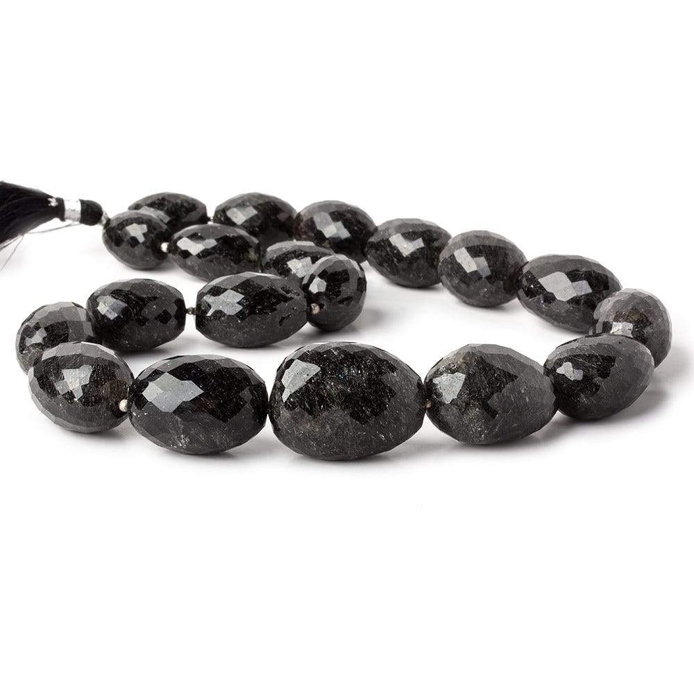  17x12-29x21mm Black Tourmalinated Quartz faceted nuggets 16.5 inches 19 beads 