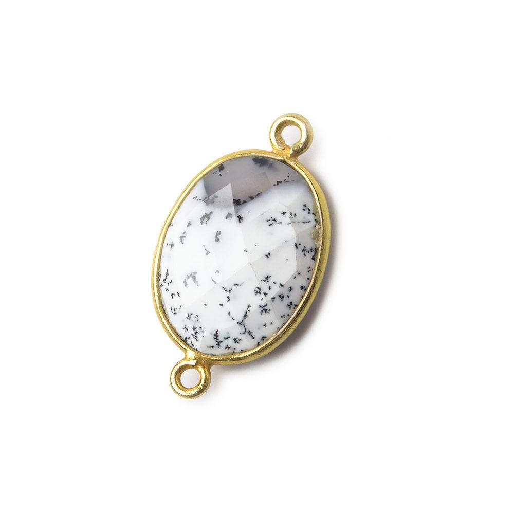  17x13mm Vermeil Bezel Dendritic Opal Faceted Oval Connector 1 piece 