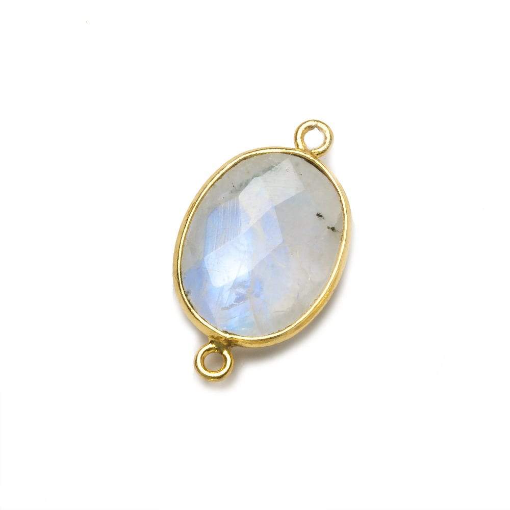  17x13mm Vermeil Bezel Rainbow Moonstone Faceted Oval Connector 1 piece 