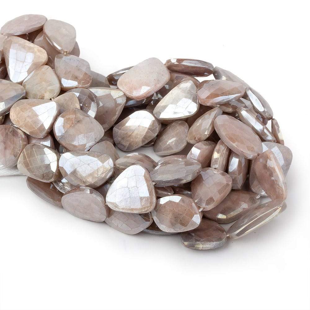  17x16-23x17mm Mystic Chocolate Moonstone Faceted Flat Nuggets 13.5 inch 15 beads 