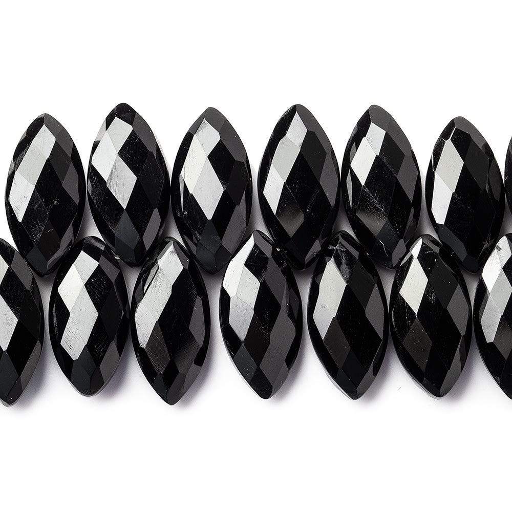  17x8mm Black Onyx top drilled faceted marquise beads 8.5 inch 42 pcs AAA 